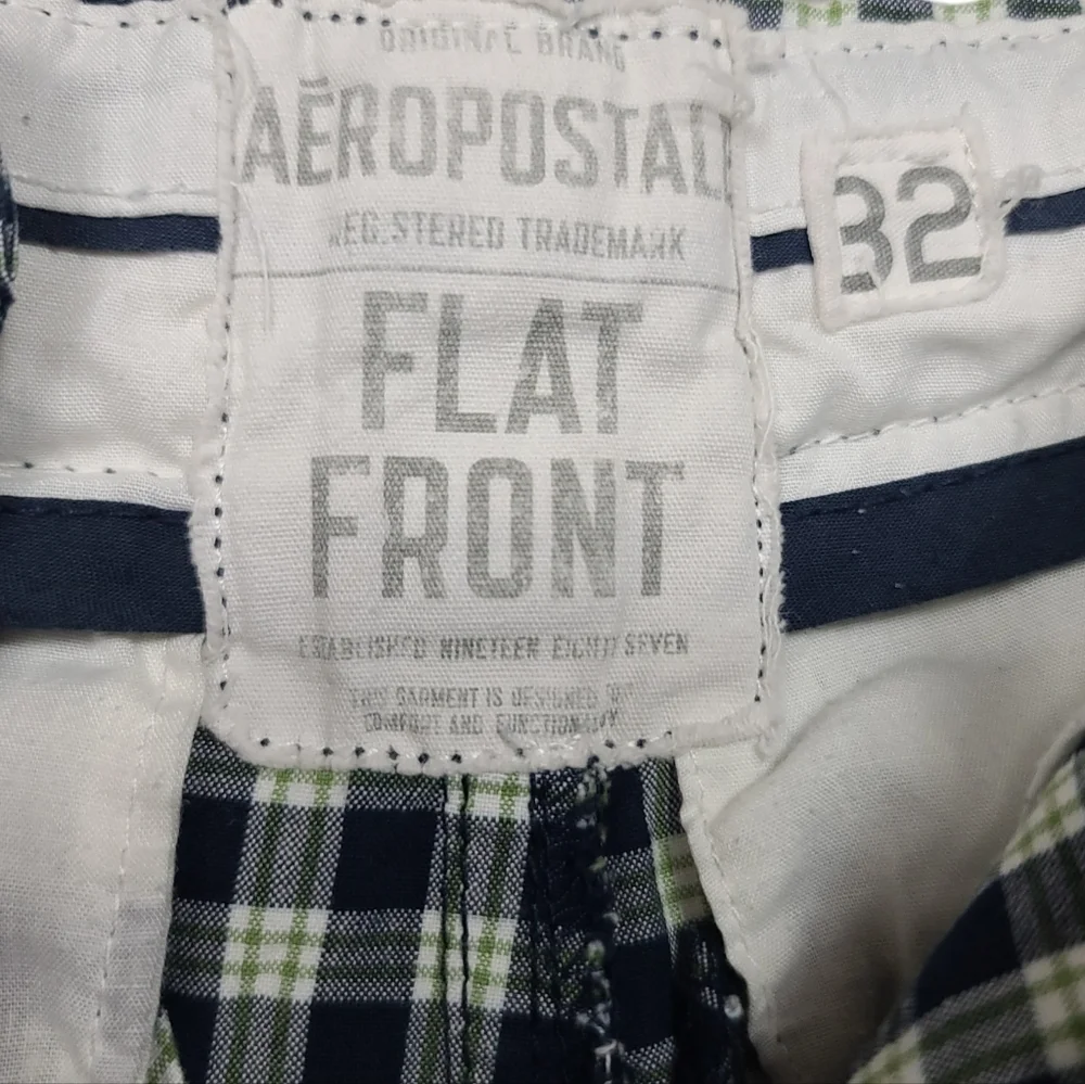 Aeropostale Plaid Blue Green Shorts 32
